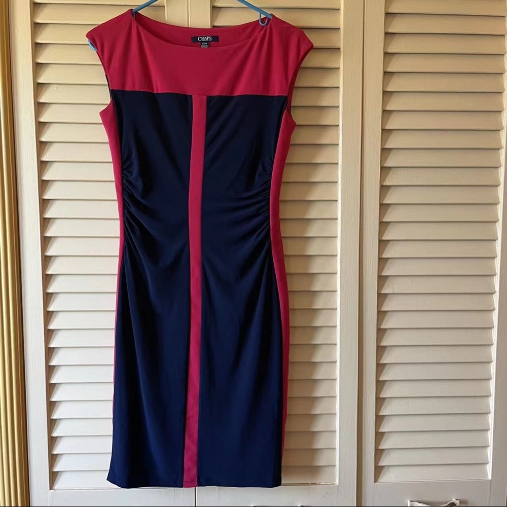 Chaps Pink&blue sleeveless double layer dress